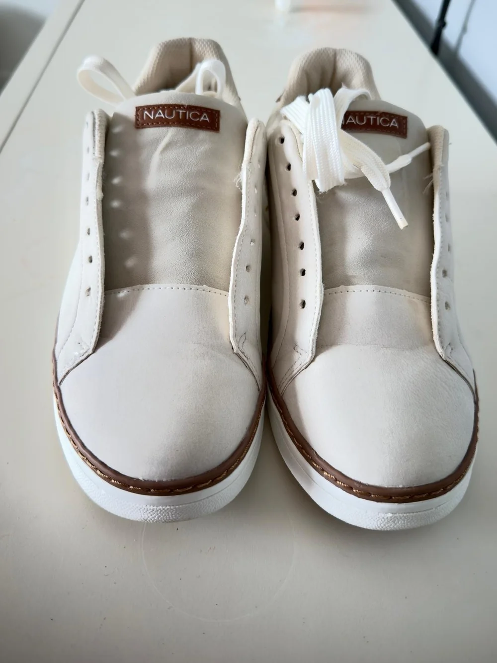 Nautica Men’s Sneakers in Marfil & Off-White with Brown Accents